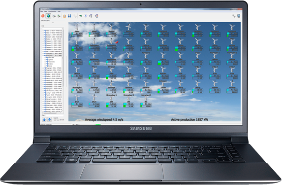 Laptop showing the alarm center running